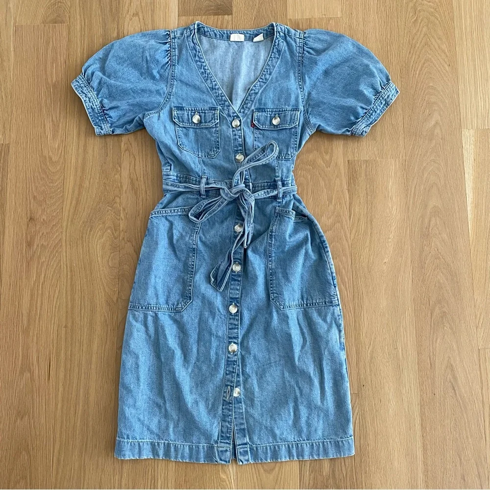 Levi’s Bryn Denim Shirt Dress in Midwash Blue Sz S - Picture 2 of 8